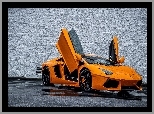 Deszcz, Pomarańczowe, Lamborghini Aventador